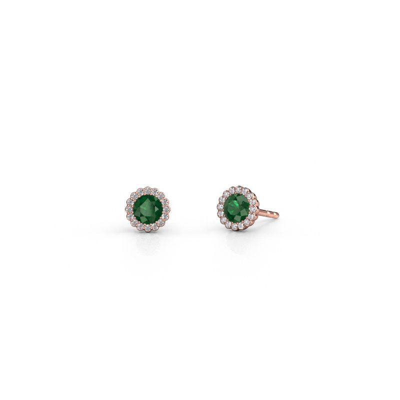 Ohrringe Queen 585 Roségold Smaragd 4.2 mm