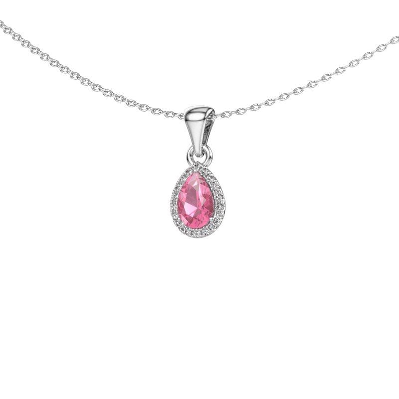 Anhänger Seline per 585 Weißgold Pink Saphir 6x4 mm