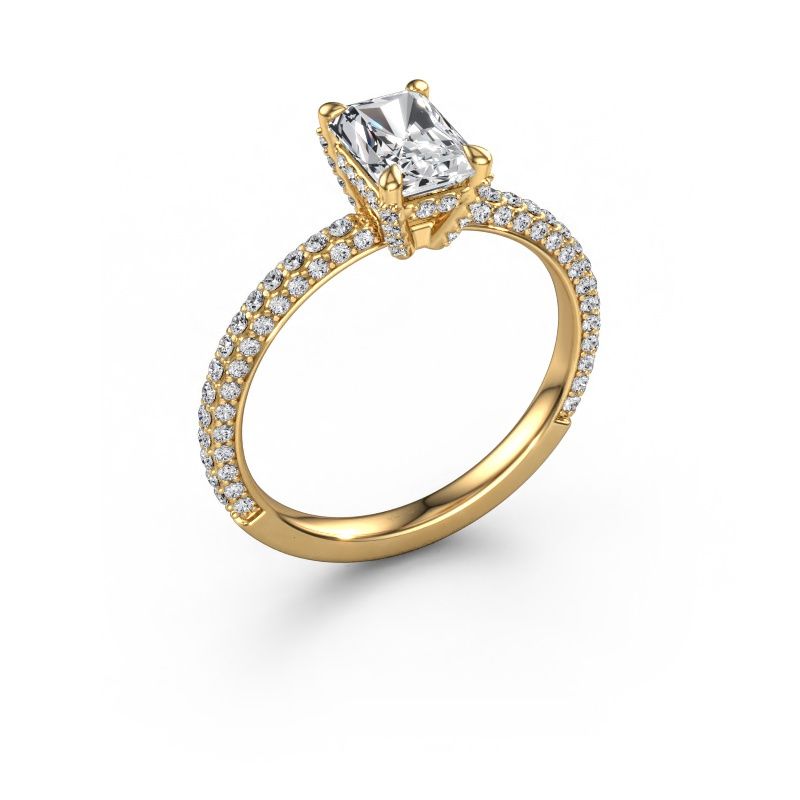 Engagement ring Saskia RAD 2 585 gold lab grown diamond 1.612 crt