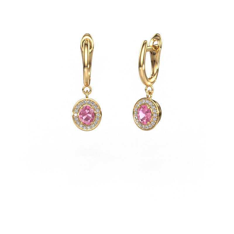 Oorhangers Nakita 585 goud roze saffier 5x4 mm
