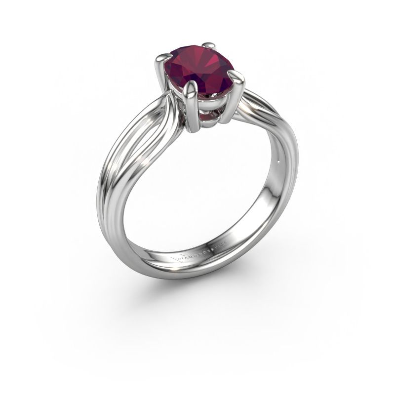 Verlovingsring Antonia ovl 1 585 witgoud rhodoliet 8x6 mm