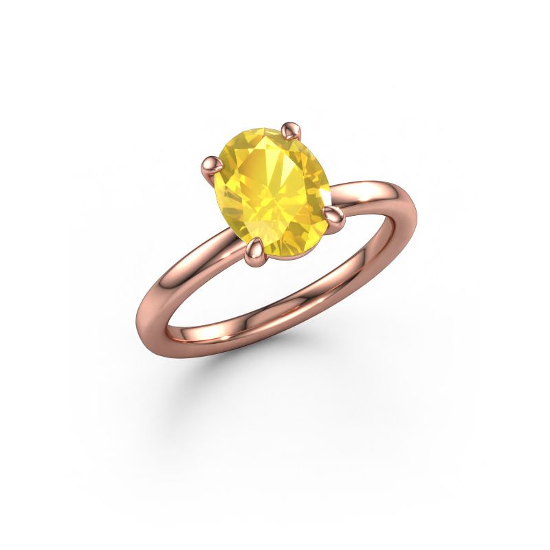 Engagement ring Simone OVL 1 585 rose gold yellow sapphire 9x7 mm