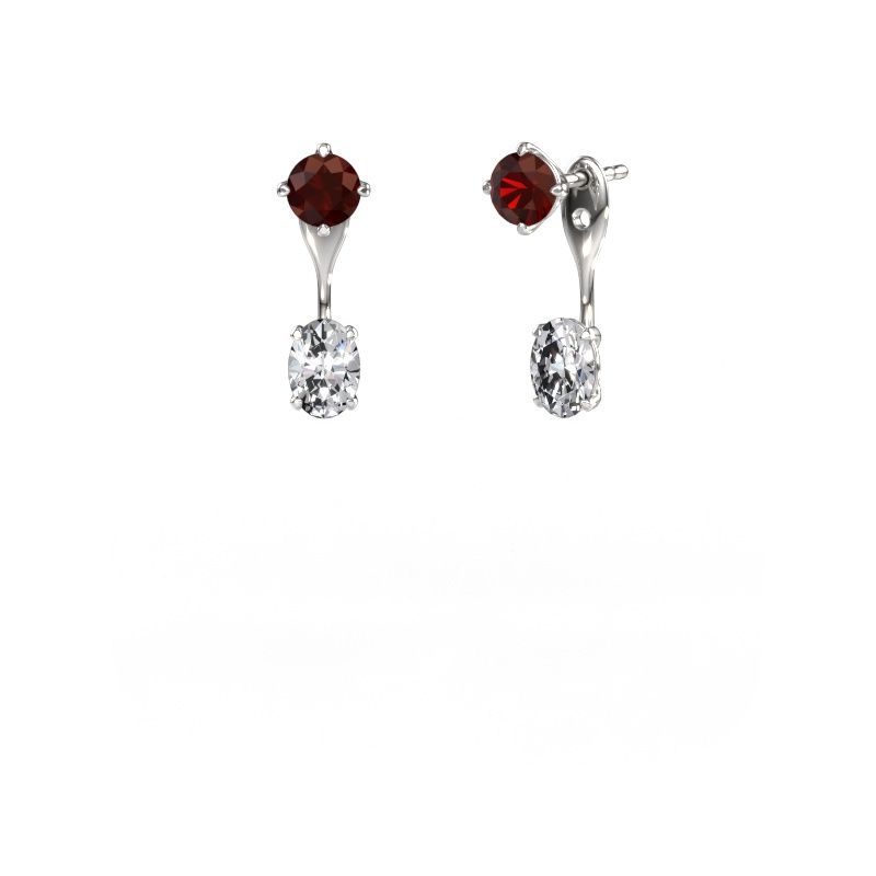 Oorhangers Kate RND-OVL 585 witgoud granaat 5 mm