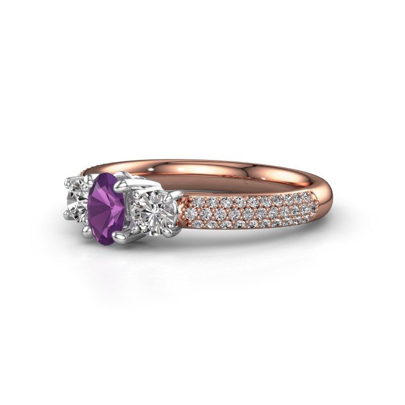 Image of Engagement Ring Marielle Ovl<br/>585 rose gold<br/>Amethyst 6.5x4.5 mm
