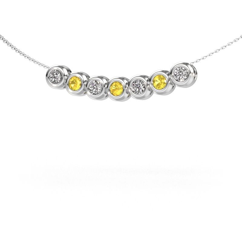 Ketting Kim 7 950 platina gele saffier 3.4 mm