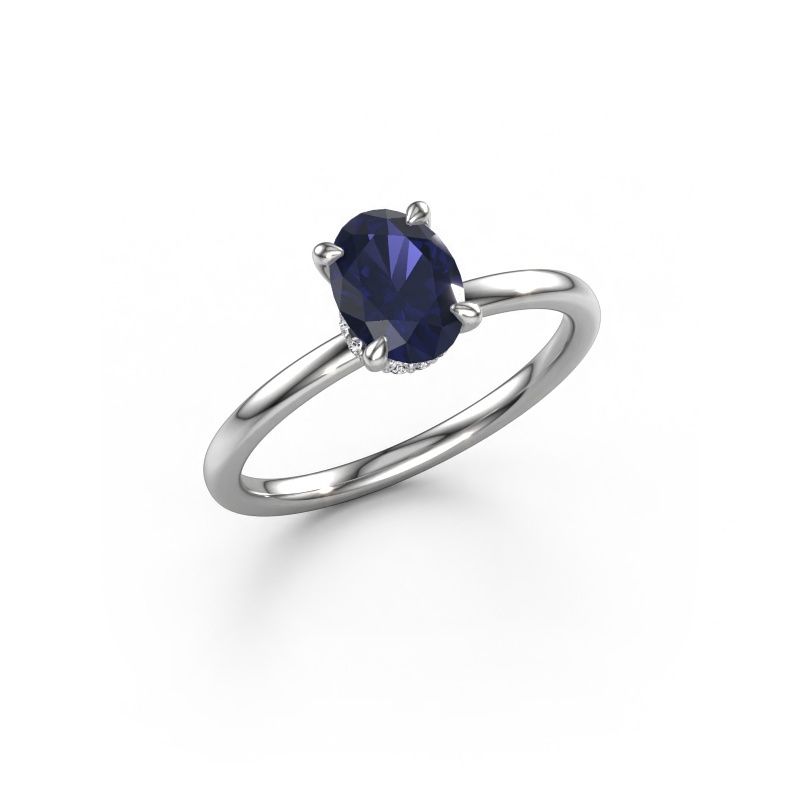 Verlovingsring Crystal OVL 3 585 witgoud saffier 7,5x5,5 mm