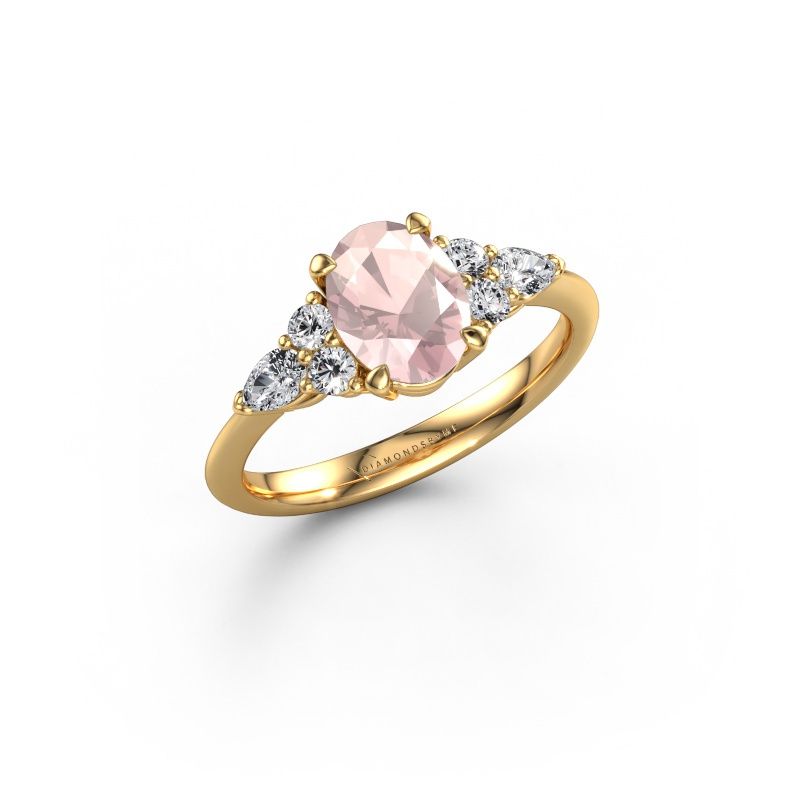 Engagement ring Melani OVL 585 gold morganite champagne 8x6 mm