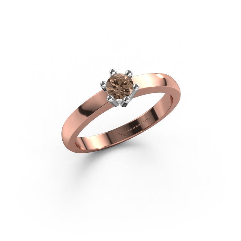 Engagement ring Luna 1 585 rose gold brown diamond 0.20 crt