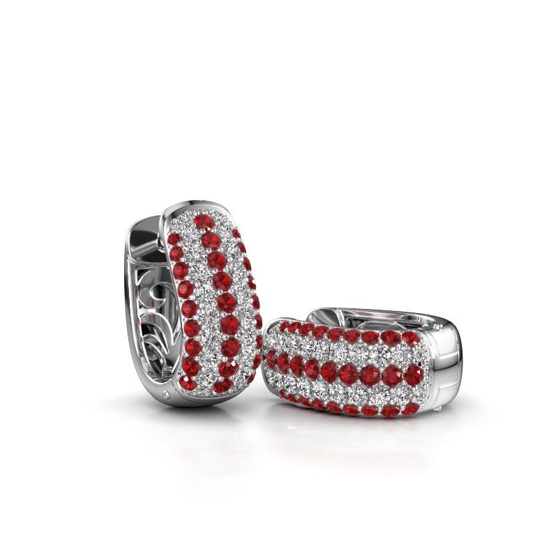 Image of Hoop earrings Danika 8.5 B 950 platinum ruby 1.1 mm