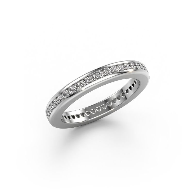 Stackable ring Elvire 3 585 white gold zirconia 1.3 mm