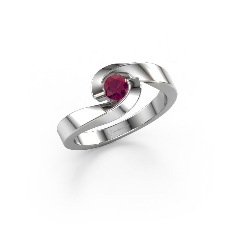 Ring Sheryl 585 witgoud rhodoliet 4 mm