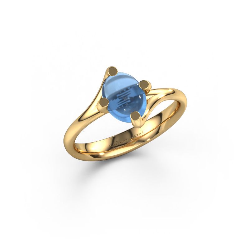Bague Nora 585 or jaune topaze bleue 8x6 mm
