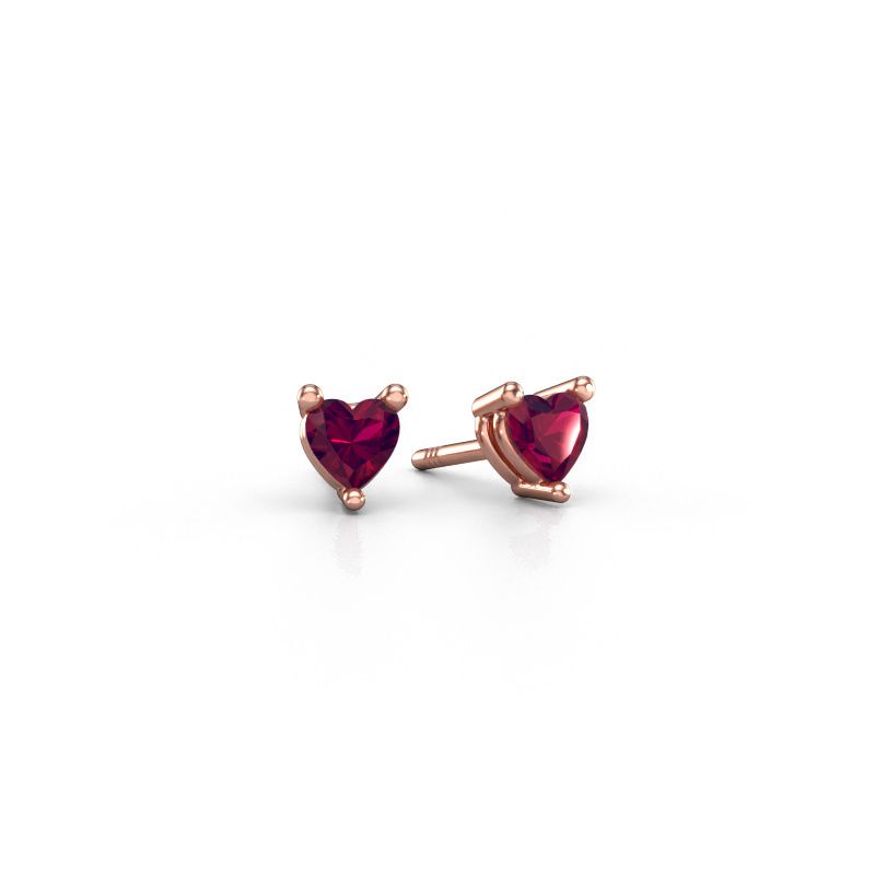 Oorstekers Garnet 585 rosé goud rhodoliet 4 mm