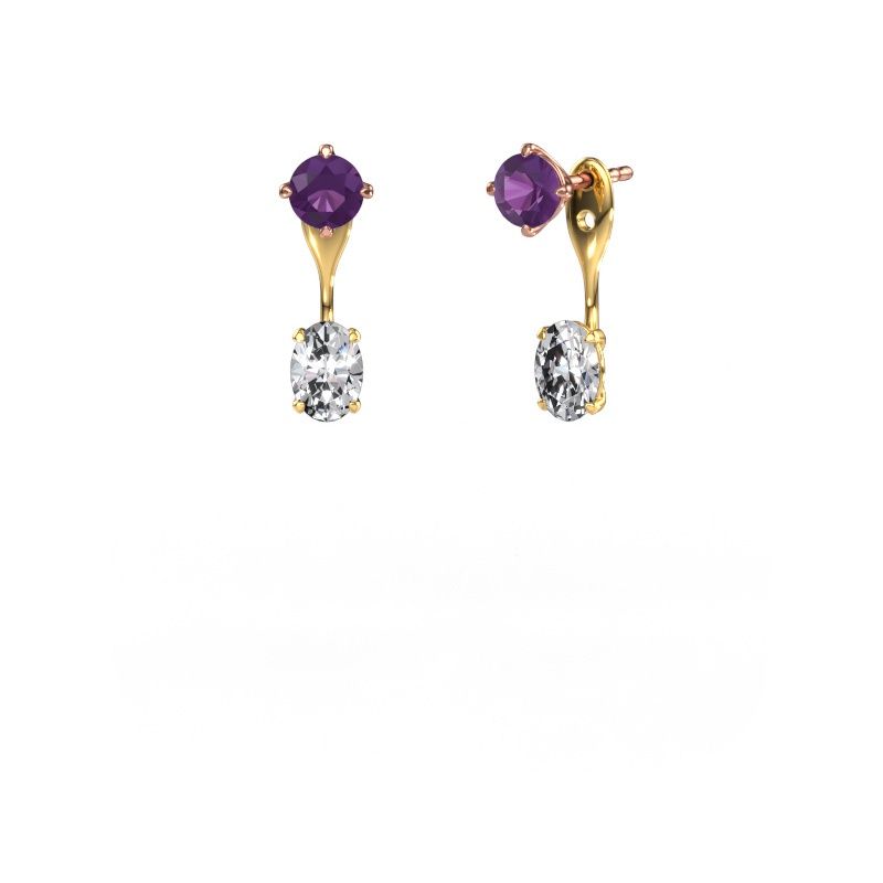 Ohrhänger Kate RND-OVL 585 Roségold Amethyst 5 mm