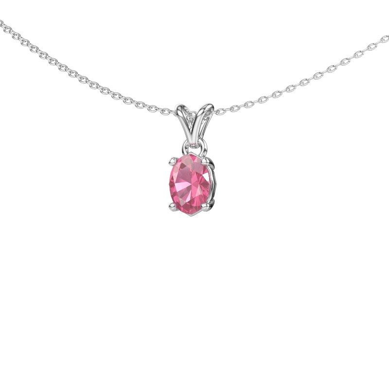 Image de Collier Lucy 1<br/>585 or blanc<br/>Saphir rose 7x5 mm