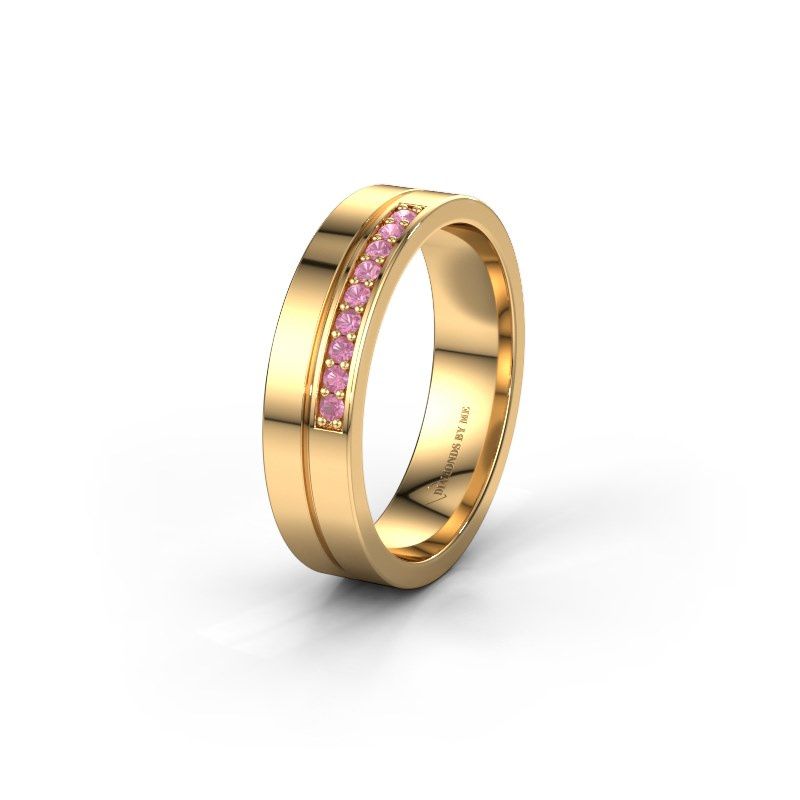 Afbeelding van Trouwring WH0213L15AP 585 goud roze saffier ±5x1.7 mm