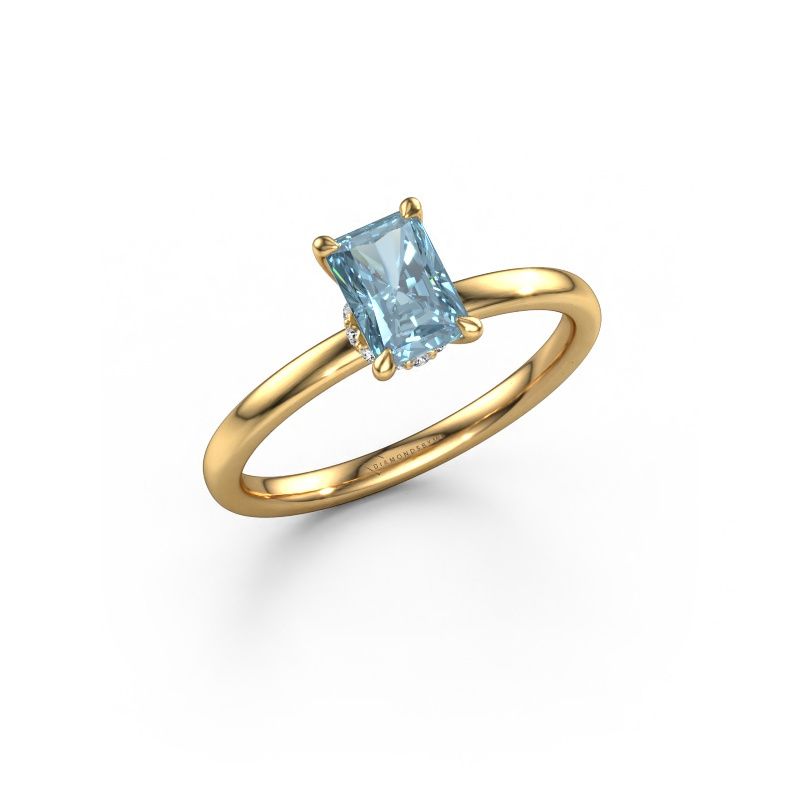 Engagement ring Crystal RAD 3 585 gold blue lab grown diamond 6.5x4.5 mm