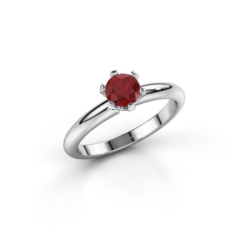 Image de Bague de fiançailles Tiffy 1<br/>585 or blanc<br/>Rubis 5 mm