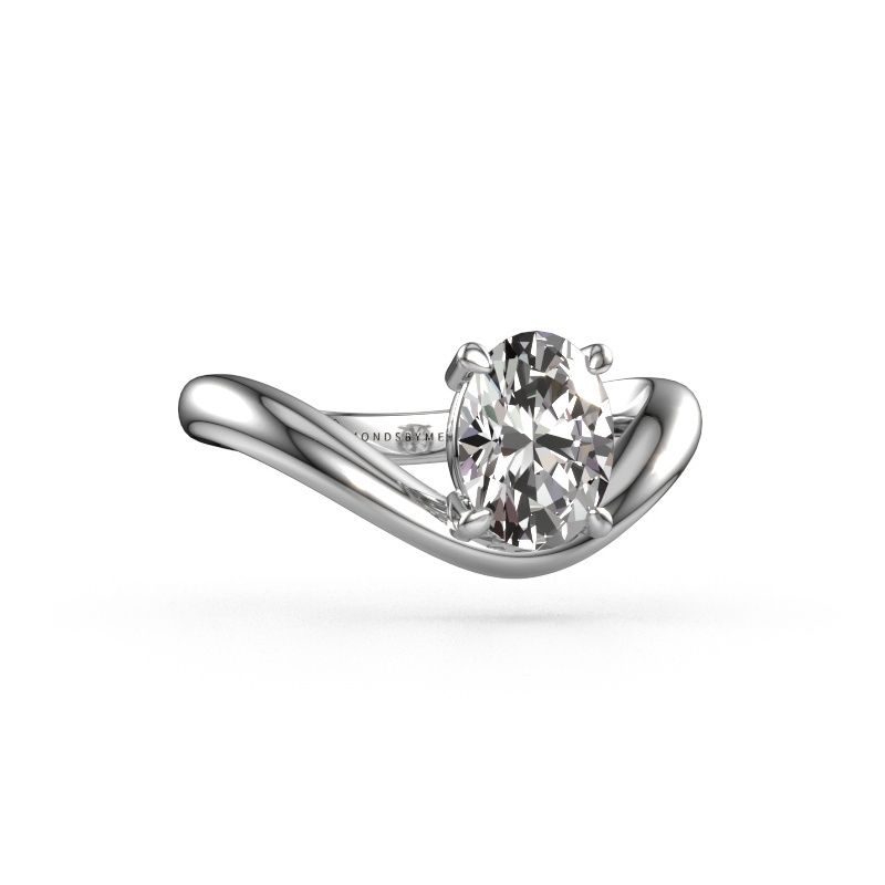 Verlovingsring Femke OVL 585 witgoud zirkonia 8x6 mm