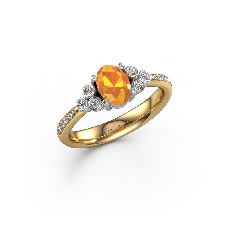Verlovingsring Lucy 2 585 goud citrien 7x5 mm