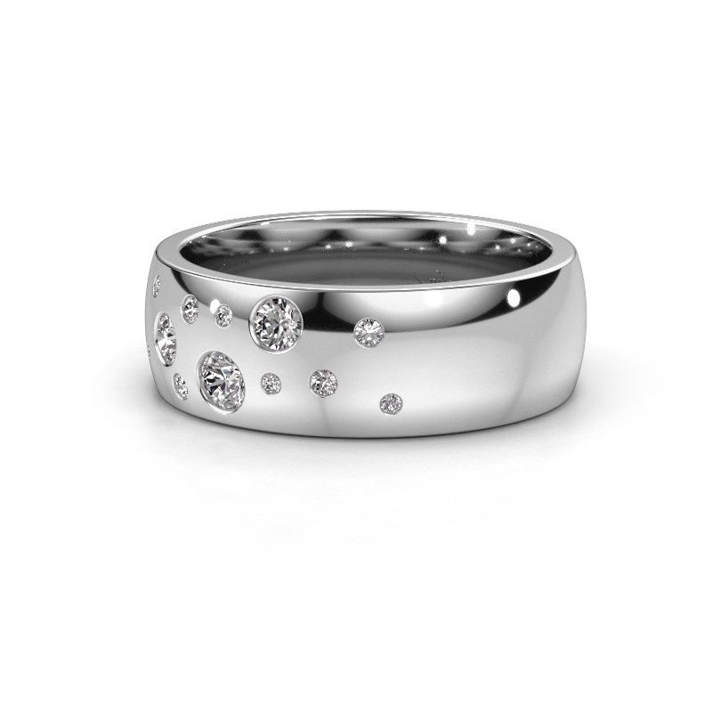 Image of Wedding ring WH0141L26BP<br/>585 white gold ±7x2 mm<br/>Lab-grown diamond
