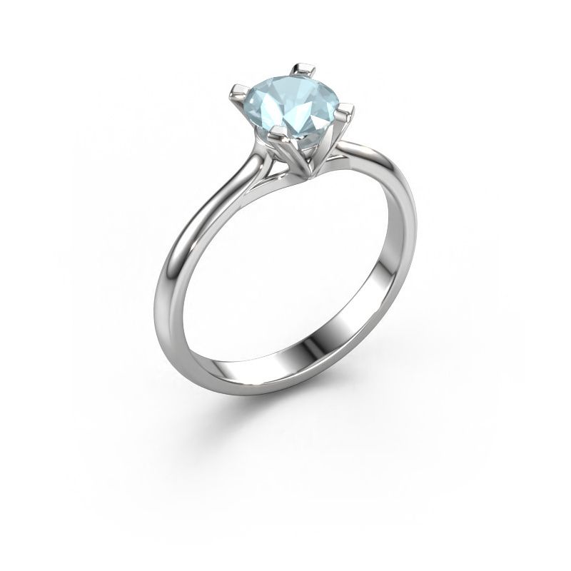Bague de fiançailles Isa 1 585 or blanc aigue-marine 5.7 mm