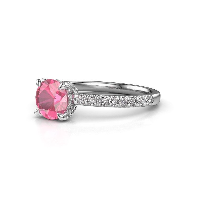 Image of Engagement ring saskia rnd 1<br/>585 white gold<br/>Pink sapphire 6.5 mm