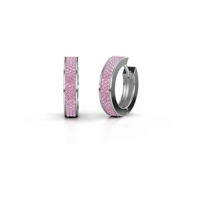 Image of Hoop earrings Renee 6 12 mm 585 white gold pink sapphire 1 mm