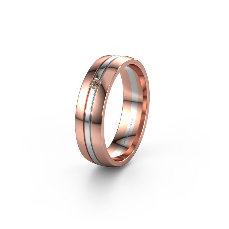 Trouwring WH0420L25X 585 rosé goud bruine diamant ±5x1.5 mm