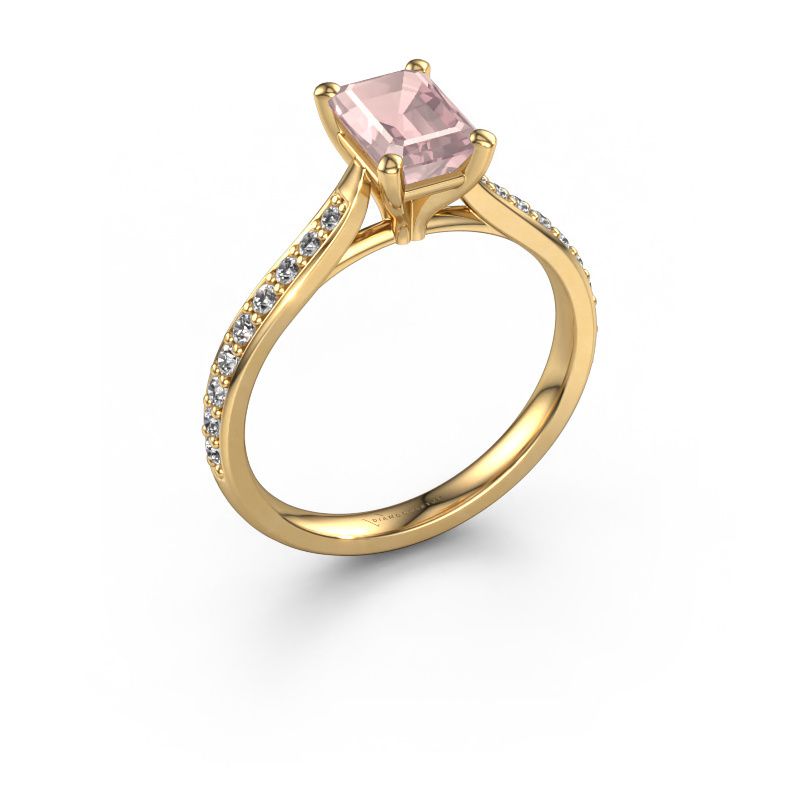 Engagement ring Mignon EME 2 585 gold morganite champagne 7x5 mm
