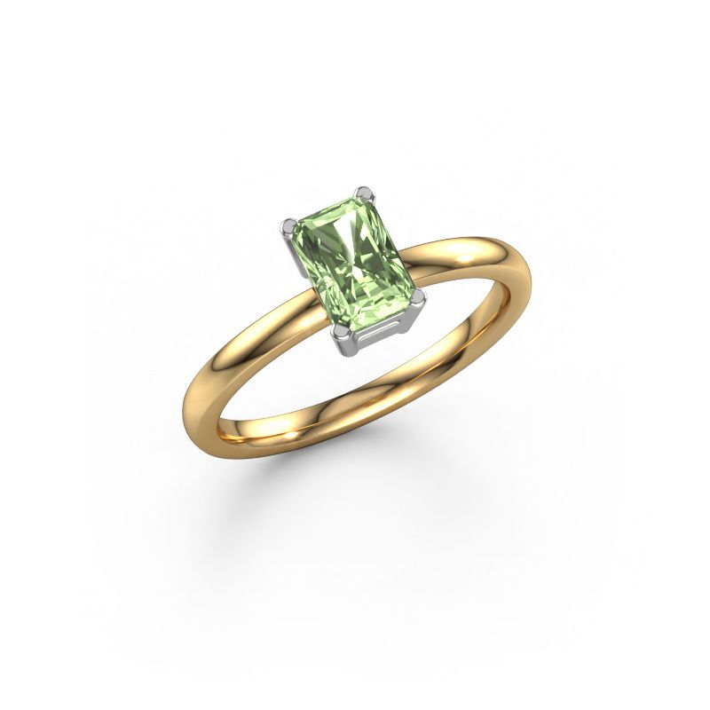 Engagement ring Denita 1 RAD 585 gold green lab grown diamond 6.5x4.5 mm