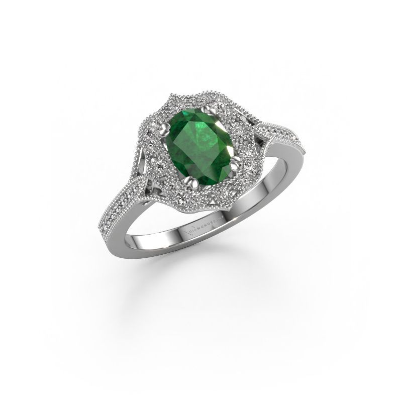 Verlobungsring Loni 950 Platin Smaragd 7,5x5,5 mm