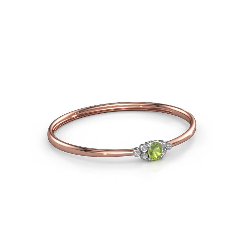 Bracelet jonc Lucy 585 or rose péridot 8x6 mm