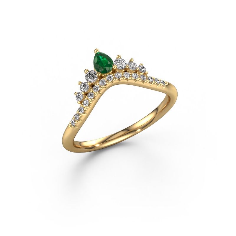Stackable ring Crown A 585 gold emerald 4x3 mm
