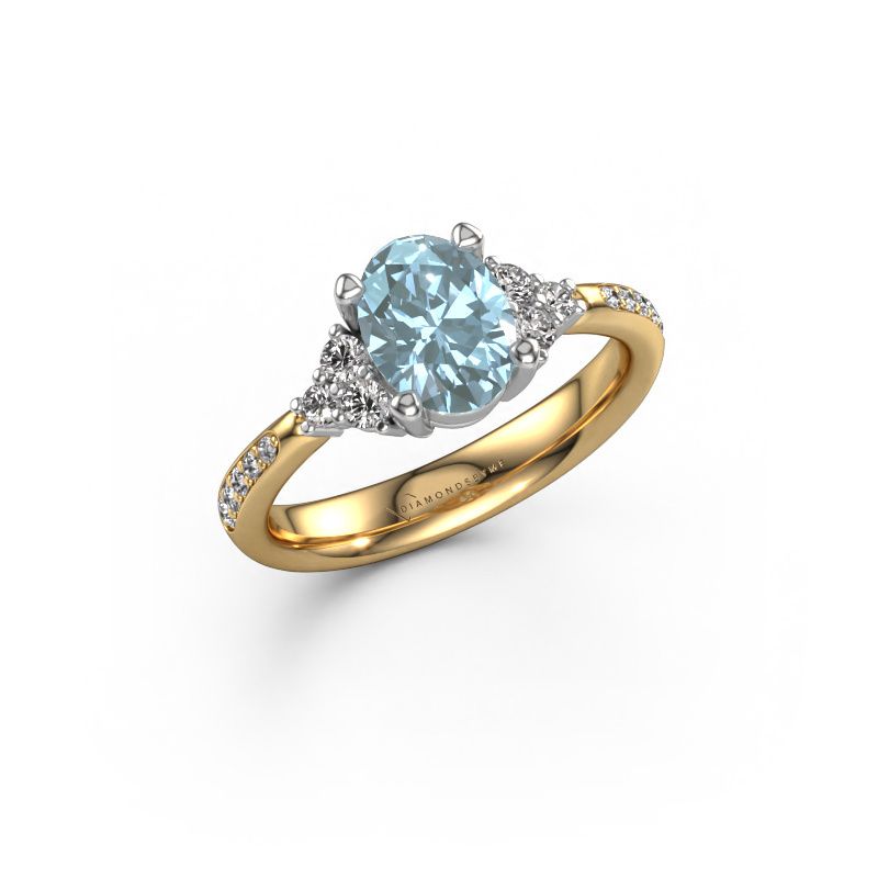 Engagement ring Aleida OVL 2 585 gold blue lab grown diamond 8x6 mm