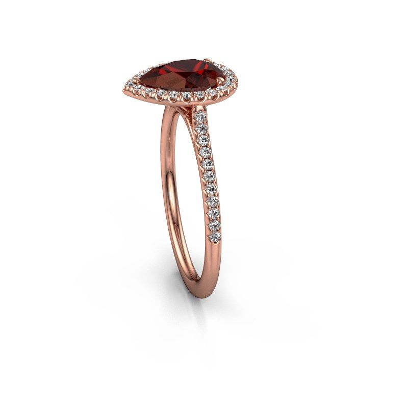 Image of Engagement ring seline per 2<br/>585 rose gold<br/>Garnet 8x6 mm