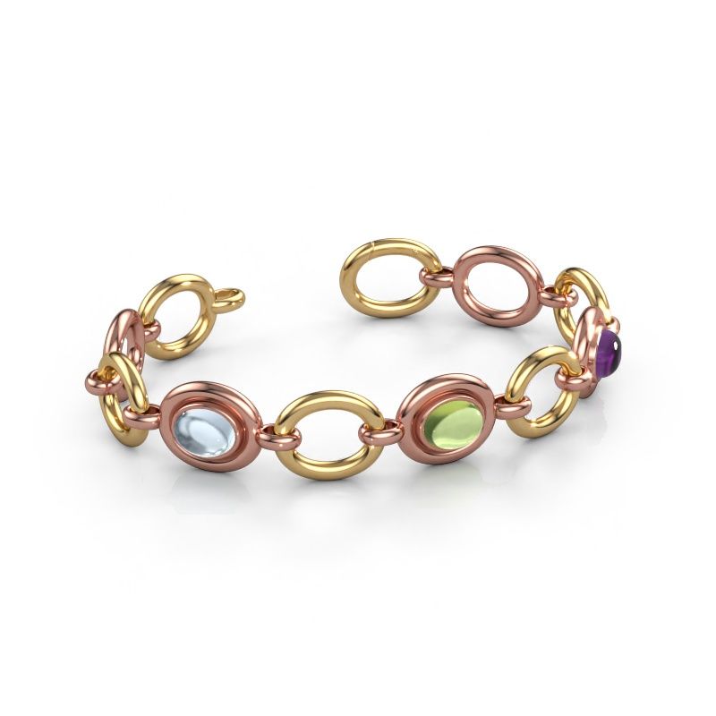 Gliederarmband Maxima 3 585 Roségold Aquamarin 9x7 mm