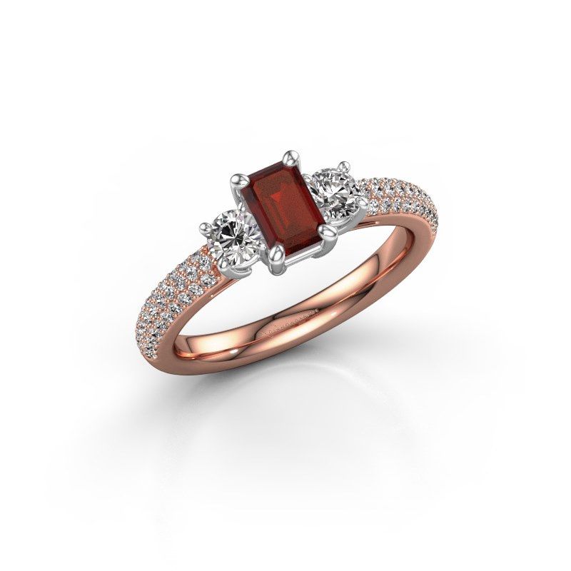 Image of Engagement Ring Marielle Eme<br/>585 rose gold<br/>Garnet 6x4 mm