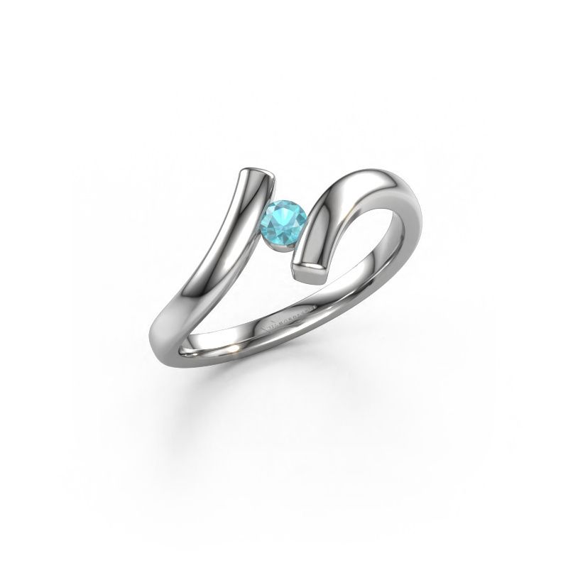 Ring Amy 585 Weißgold Blau Topas 4 mm