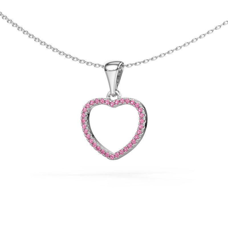 Pendant Heart 6 950 platinum pink sapphire 1 mm