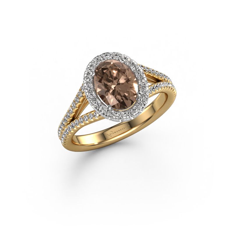 Verlovingsring Verla ovl 2 585 goud bruine diamant 1.49 crt