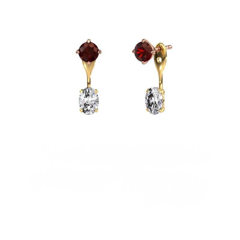 Drop earrings Kate RND-OVL 585 rose gold garnet 5 mm