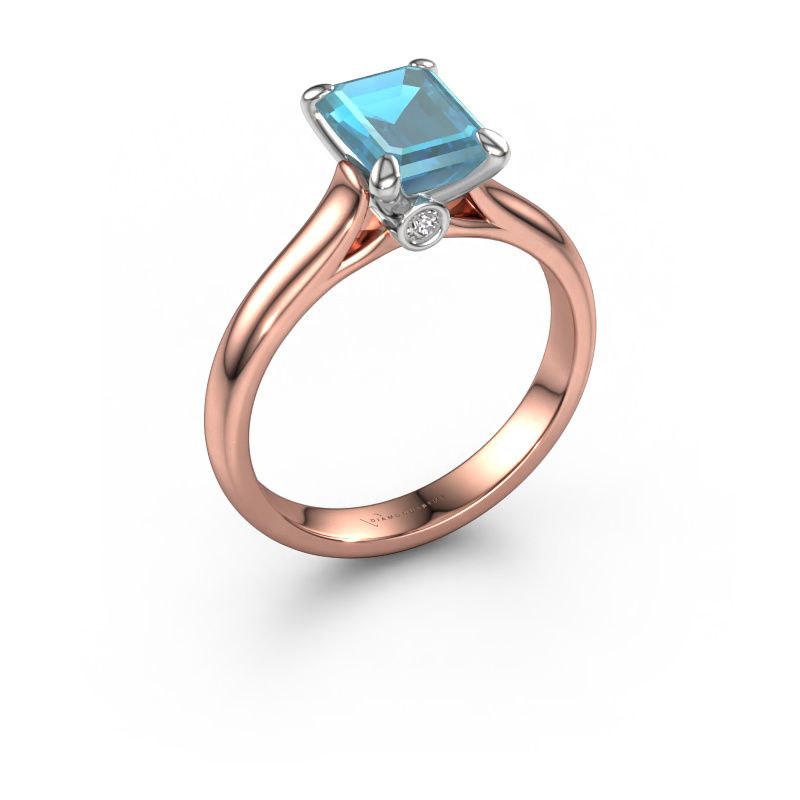 Verlobungsring Valorie eme 1 585 Roségold Blau Topas 9x7 mm
