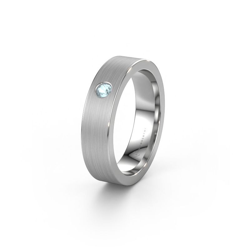 Trauring WH0101L15BM 585 Weißgold Aquamarin ±5x2 mm