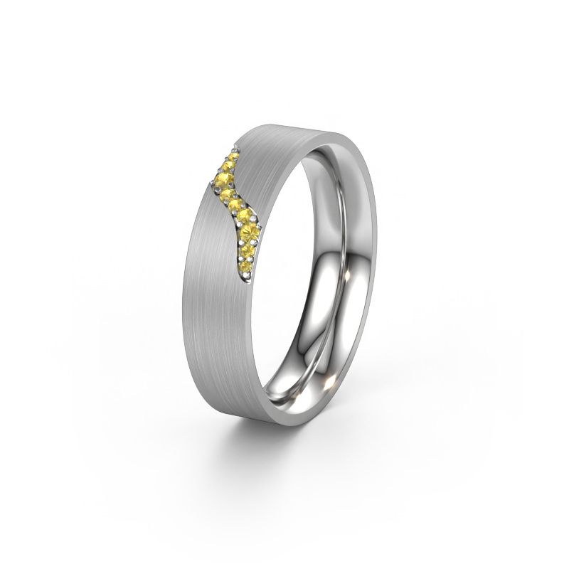 Wedding ring WH2100L46BM 585 white gold yellow sapphire ±6x2 mm