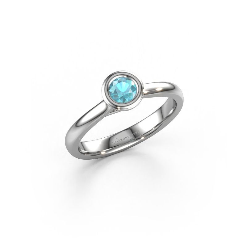 Engagement ring Kaylee 950 platinum blue topaz 4 mm