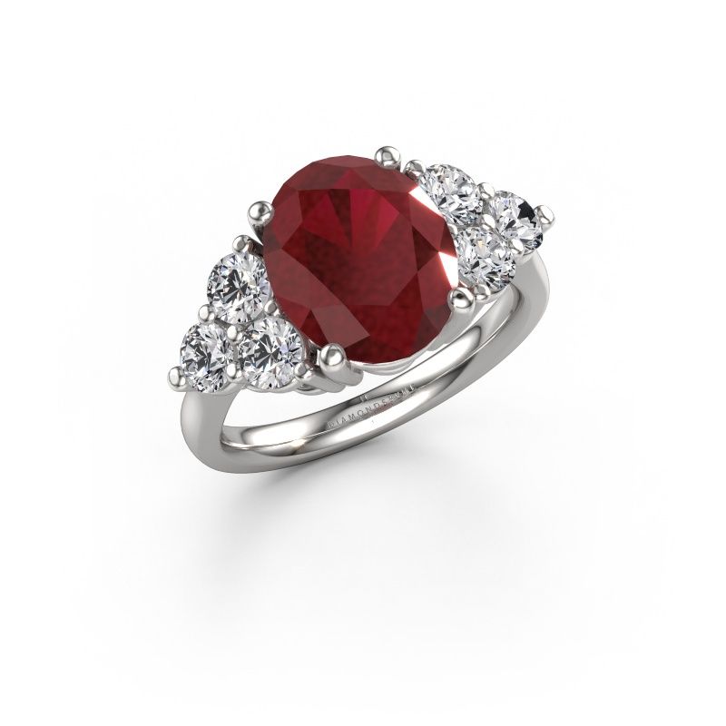 Engagement ring Serenity OVL 585 white gold ruby 11x9 mm