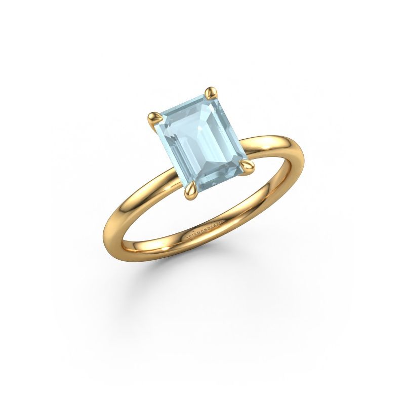 Forlovelsesring Crystal EME 1 585 gull akvamarin 8x6 mm