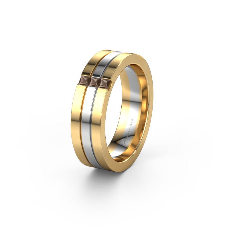Trouwring WH0428L16BP 585 goud rookkwarts ±6x2 mm