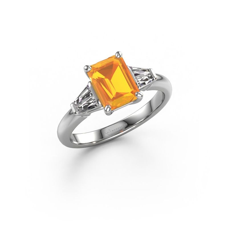 Verlobungsring Kina EME 950 Platin Citrin 8x6 mm